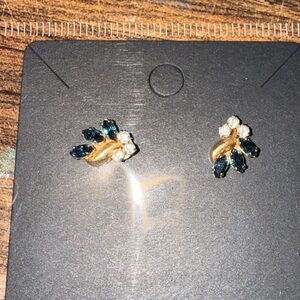 Elegant Gold and Blue and White Sapphire Earrings